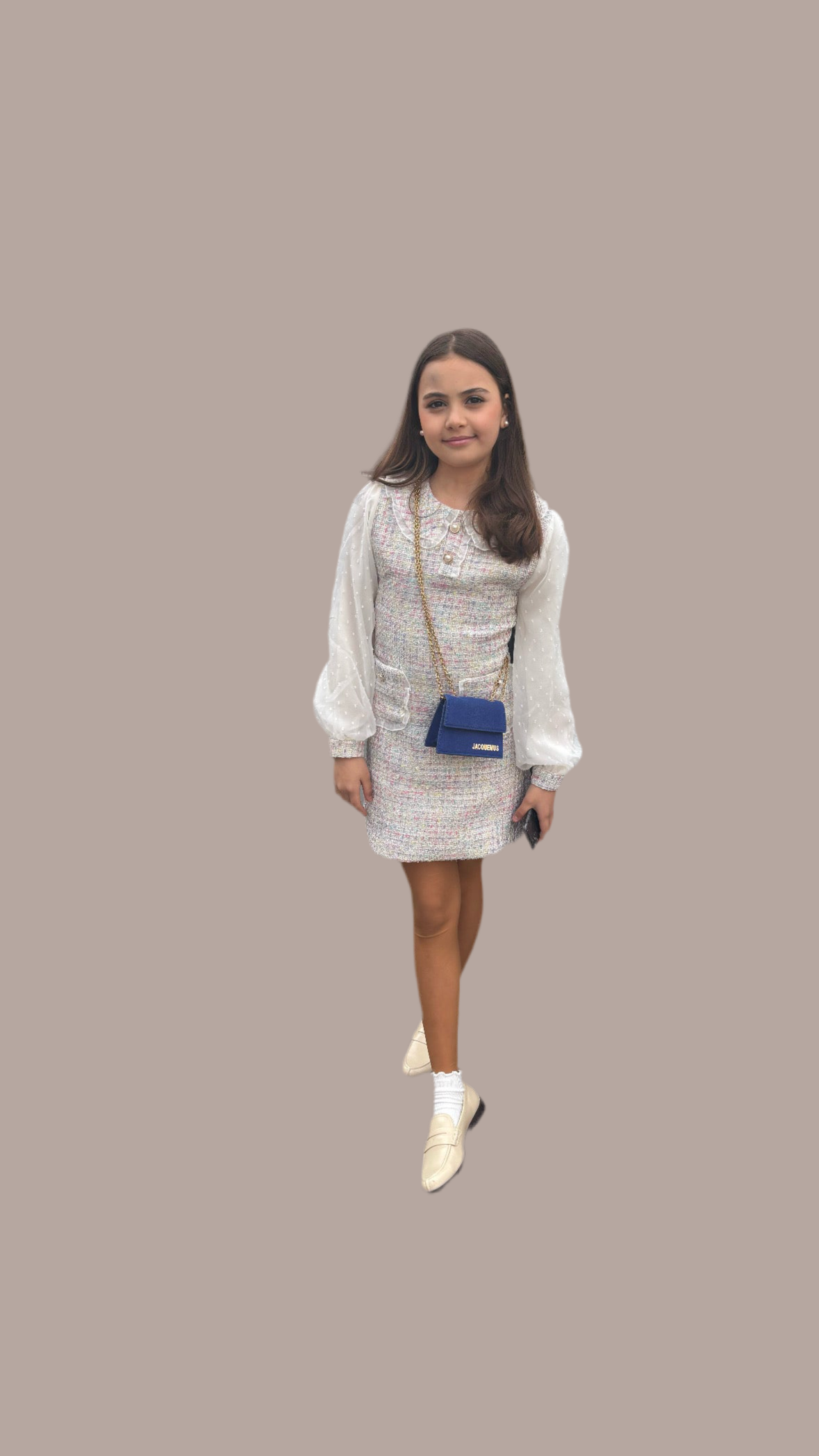 Sophia Chic – Festliches Tweedkleid in Rosa