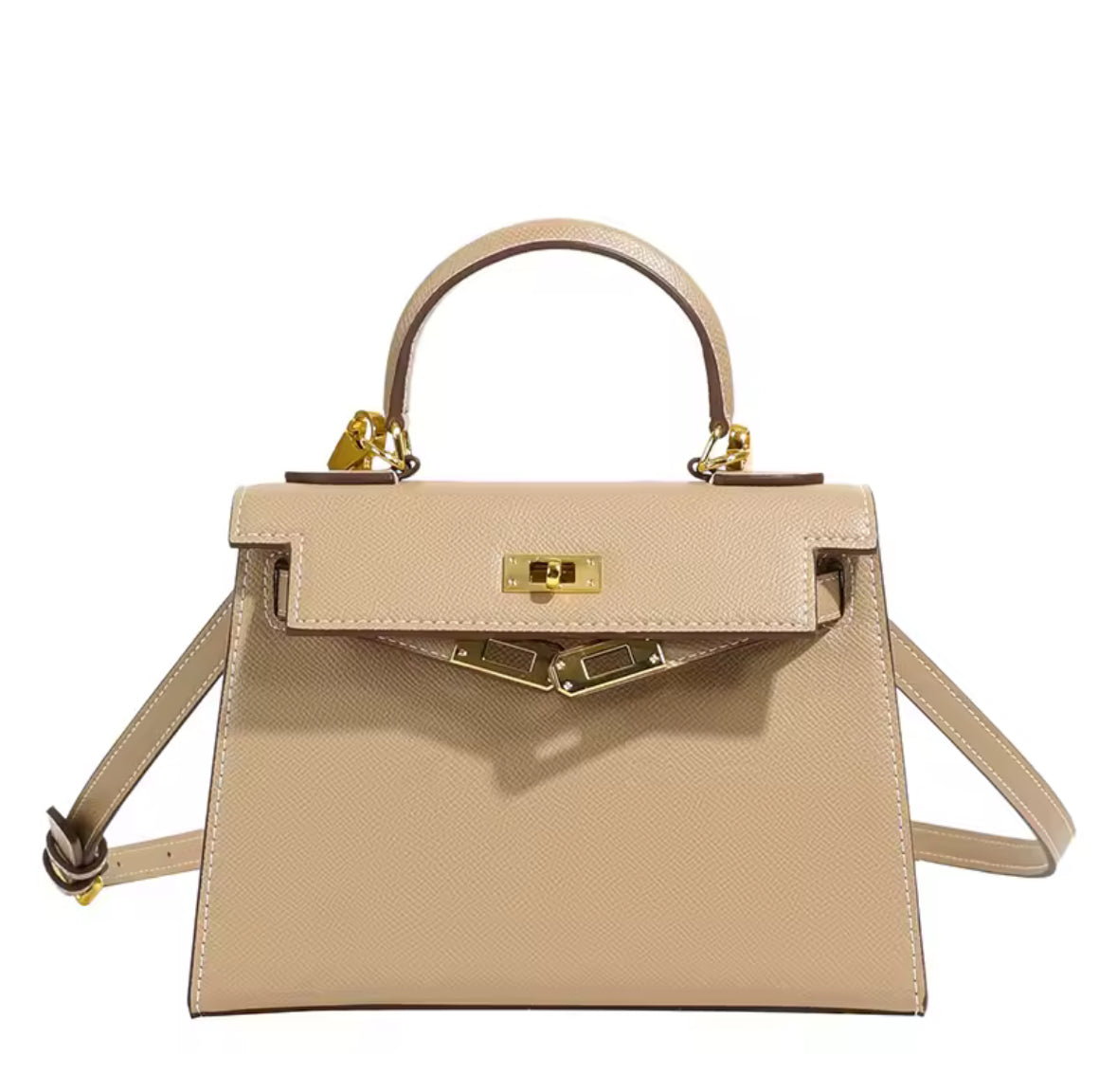 Kellia Mini Handtasche in Kelly-Optik mit goldenen Details und Schulterriemen aus PU-Leder – in vielen Farben erhältlich