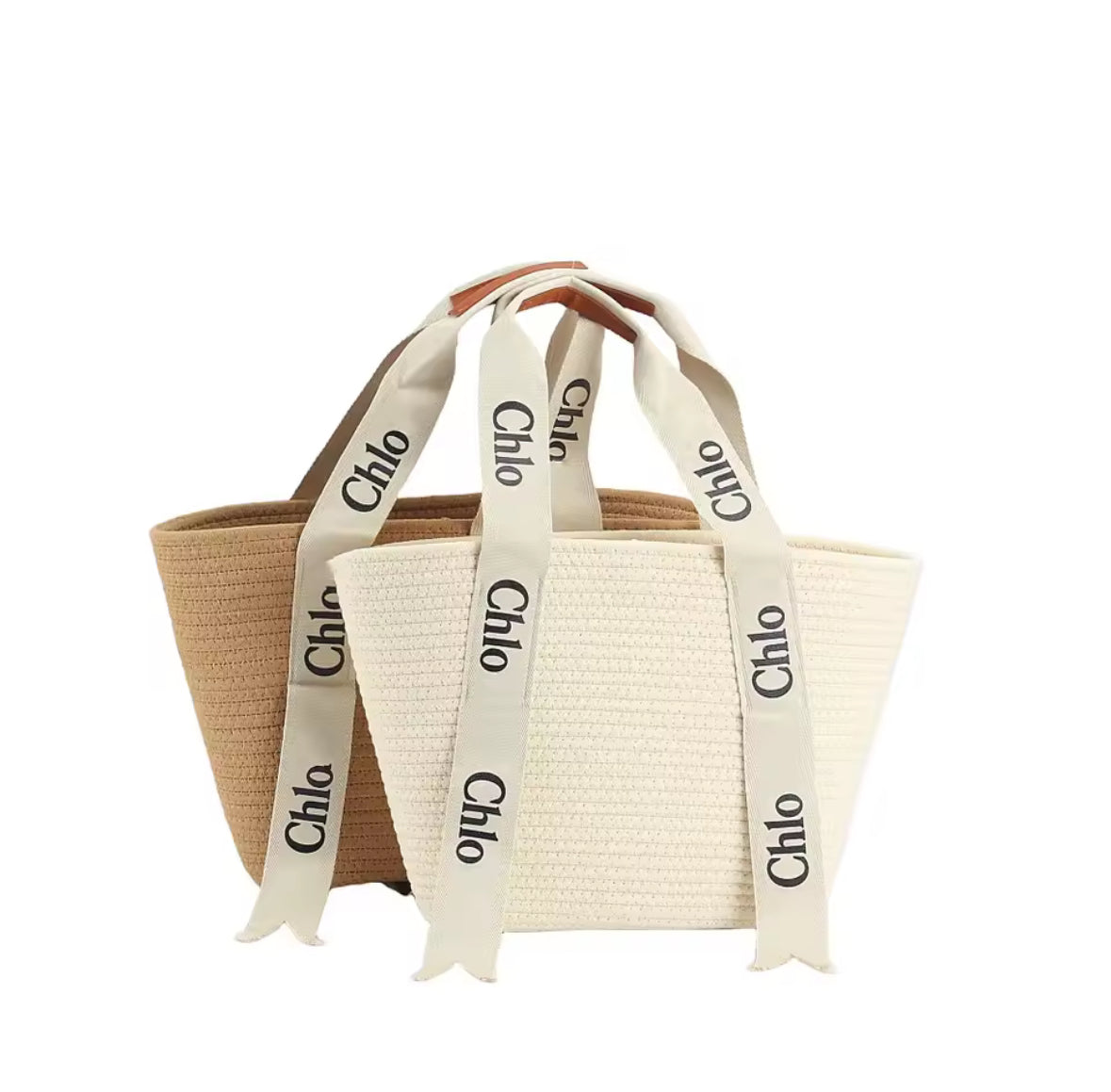 Beide Chlo Taschen nebeneinander – Sommerfarben Ivory und Beige, mit typischem Stoffgriff
