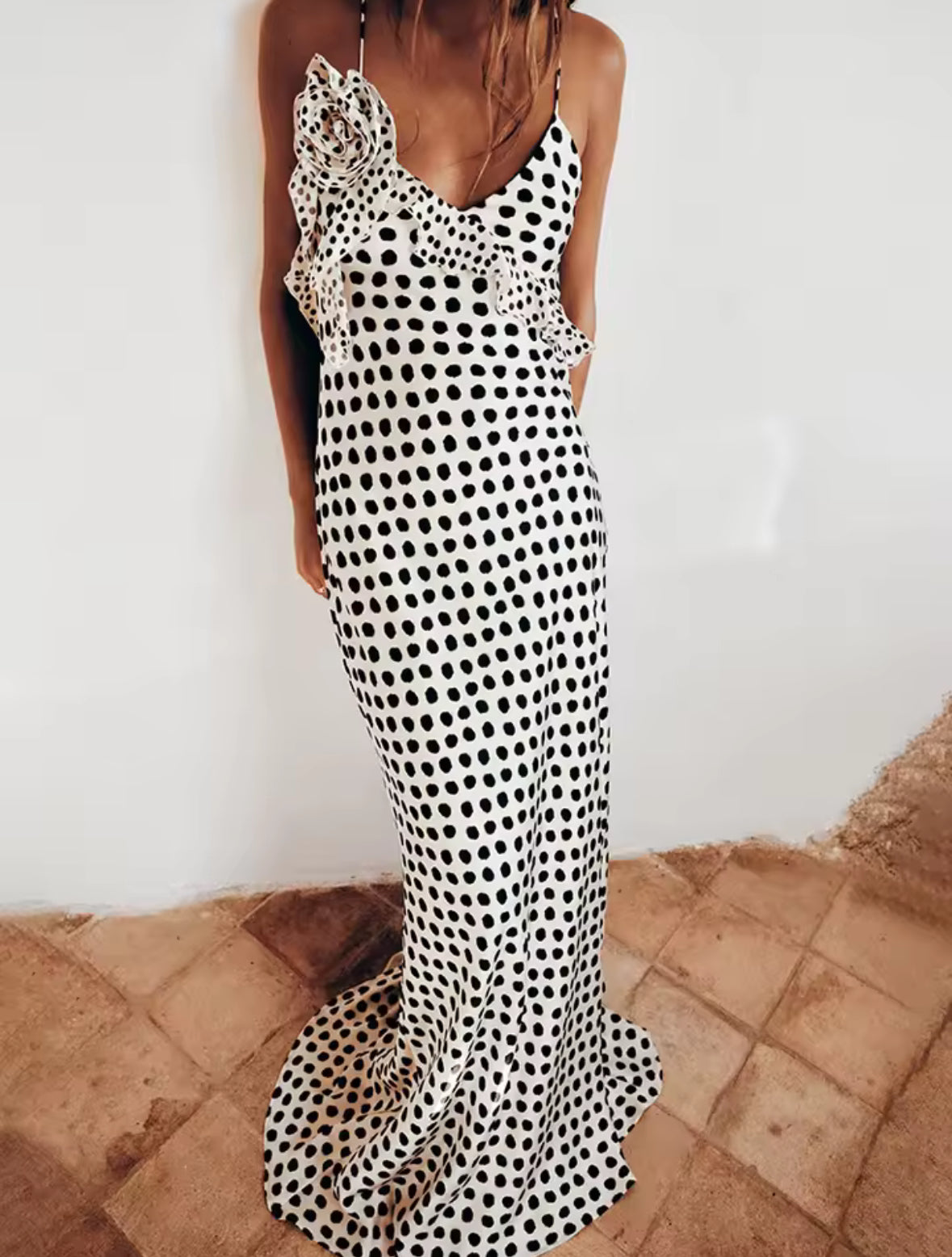 Noir Élite Polka Dress