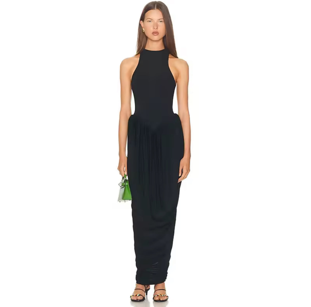 Élégance Drapé Dress in Schwarz – stilvolles Abendkleid mit femininer Silhouette