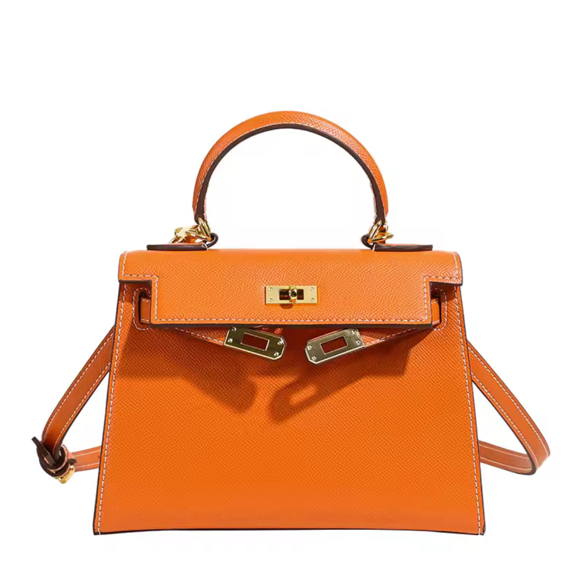 Kellia Mini Handtasche in Kelly-Optik mit goldenen Details und Schulterriemen aus PU-Leder – in vielen Farben erhältlich