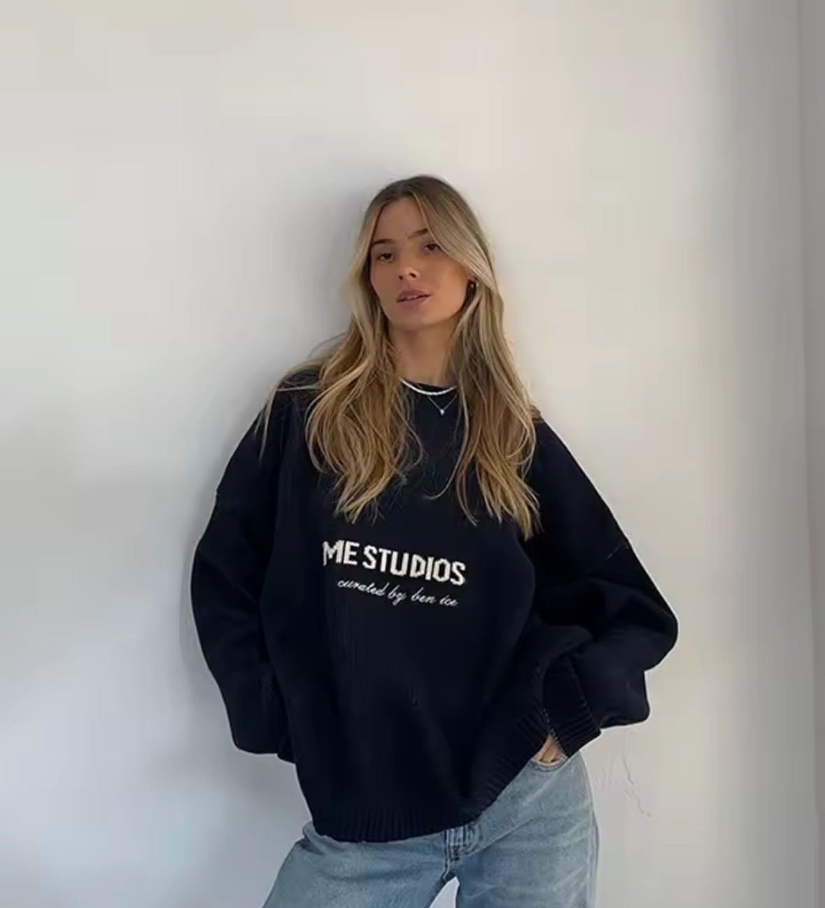 Schwarzer Strickpullover im Oversize-Look – Eme Studios