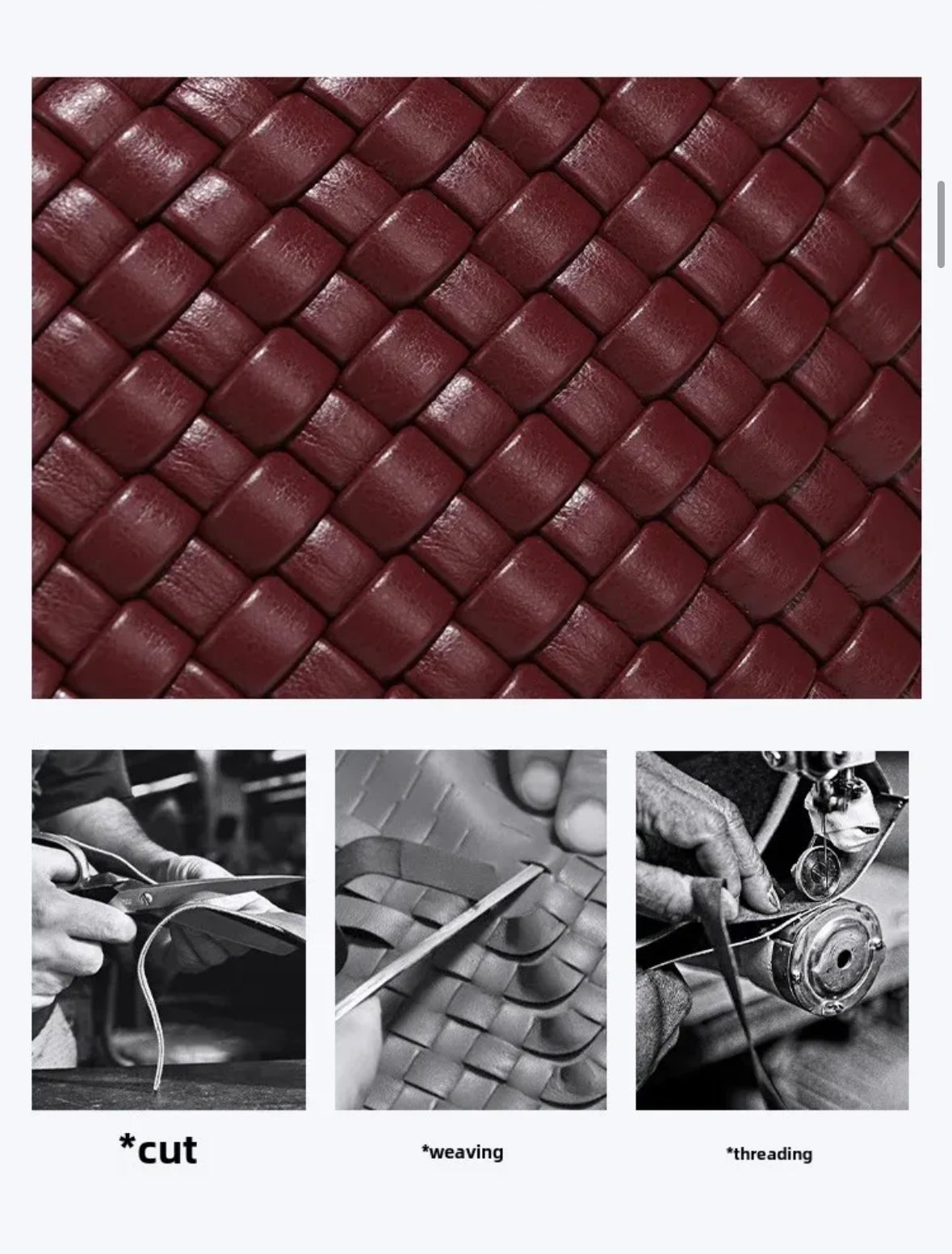 Luxuriöse, handgeflochtene Ledertasche mit goldener Kugelverzierung. Das elegante Design verleiht jedem Look einen Hauch von Raffinesse. Verfügbar in verschiedenen Farben, darunter Schwarz, Braun, Grün, Bordeaux, Silber und Pastelltöne.