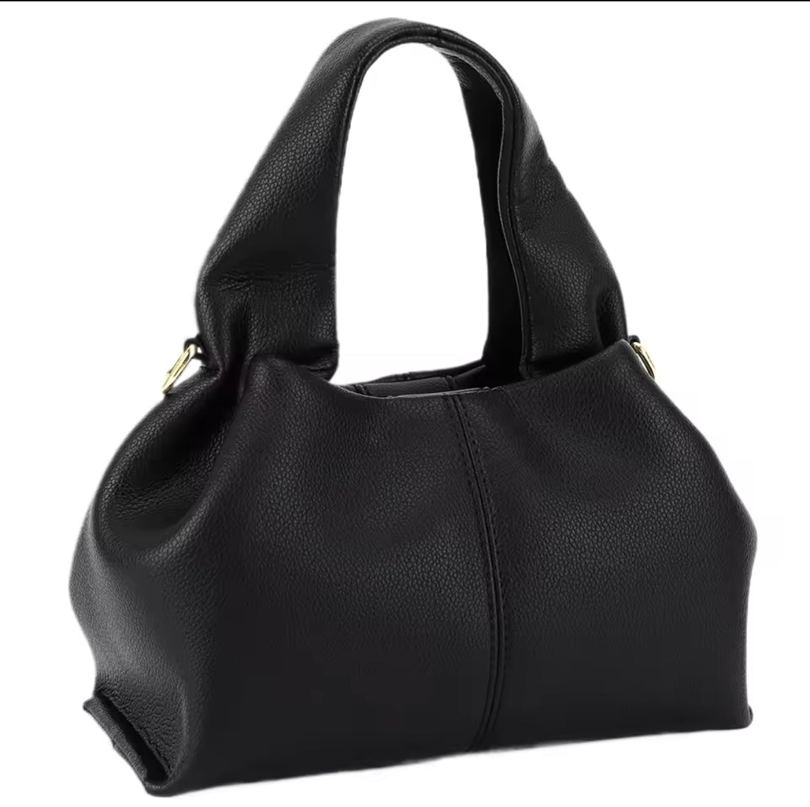 Minimalistische, weiche Handtasche aus hochwertigem veganes Leder mit elegantem, geschwungenem Design. Verfügbar in den Farben Elfenbein, Schwarz, Camel und Taupe – perfekt für einen modernen und zeitlosen Look.