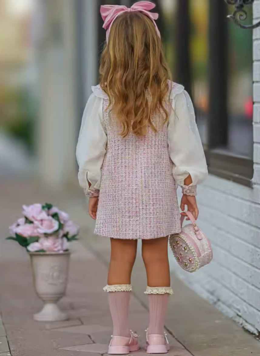 Sophia Chic – Festliches Tweedkleid in Rosa