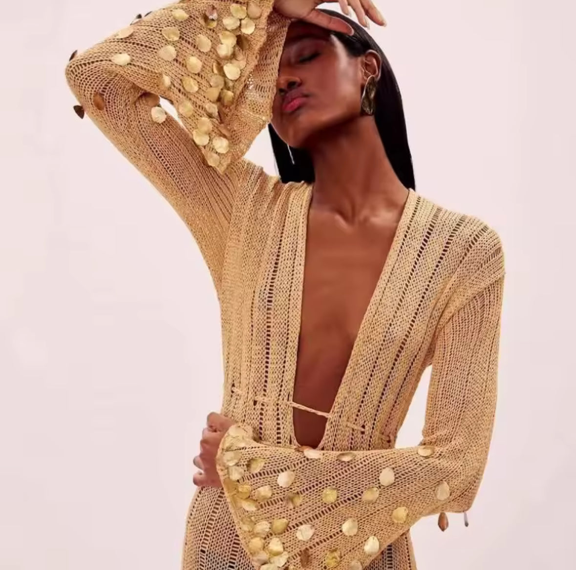 Golden Shell Kaftan Dress