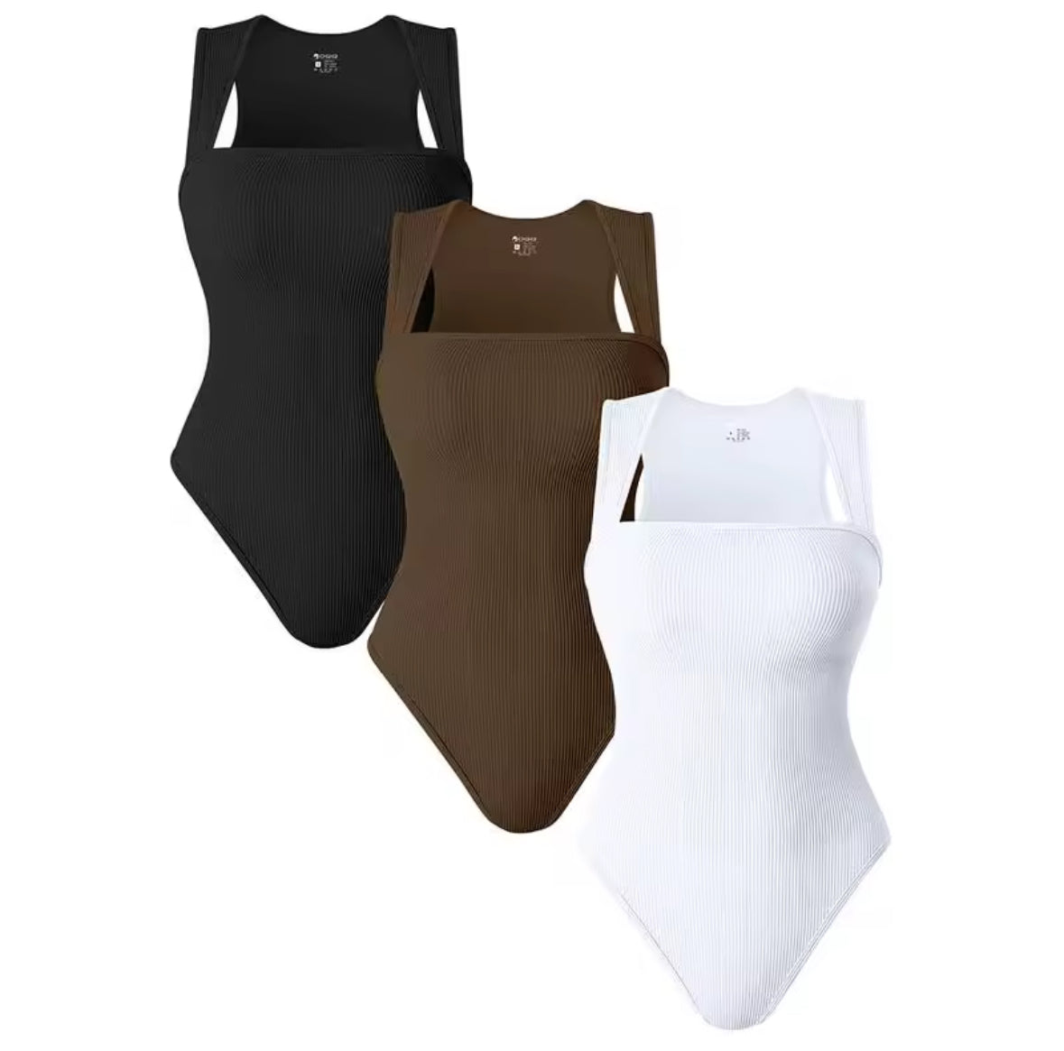Formender Shapewear-Body für Damen in verschiedenen Farben – figurbetonter Schnitt mit quadratischem Ausschnitt, glättender Effekt an Taille und Bauch – erhältlich einzeln oder im praktischen Dreierpack.