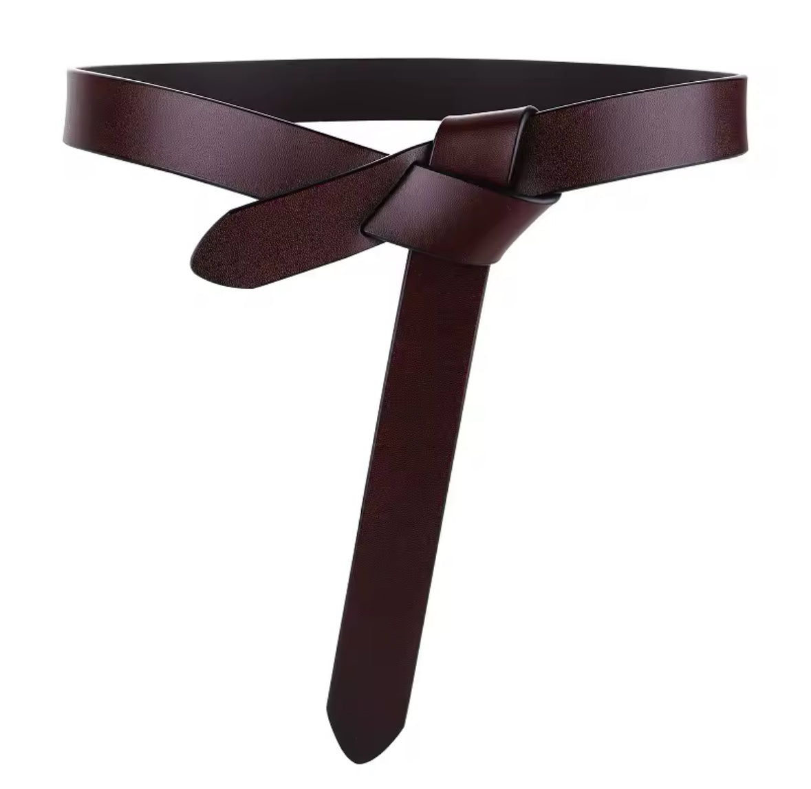 Eleganter Ledergürtel mit kunstvoll geknotetem Design. Verfügbar in Schwarz, Dunkelbraun und Cognacbraun – perfekt, um jedem Outfit eine edle, feminine Silhouette zu verleihen.