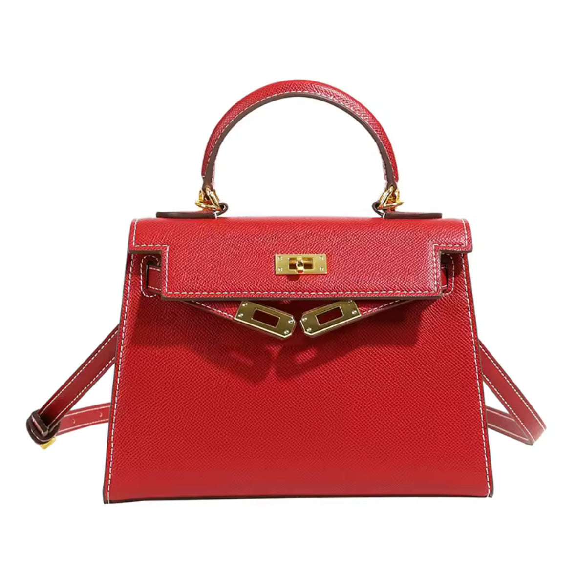 Kellia Mini Handtasche in Kelly-Optik mit goldenen Details und Schulterriemen aus PU-Leder – in vielen Farben erhältlich