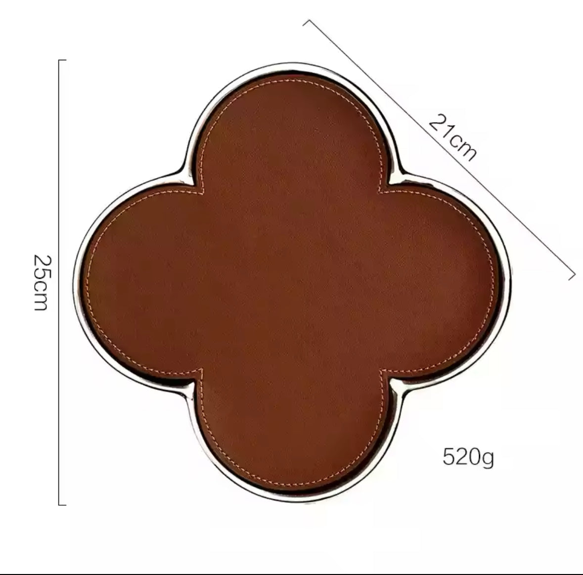 Luxuriöses vierblättriges Kleeblatt-Tablett aus hochwertiger Keramik mit Echtleder-Einlage und edlem Gold- oder Silberrand. Perfekt als Schmuckablage, Schlüsselhalter oder stilvolle Dekoration für Wohnräume, Schminktische und Interior-Design-Liebhaber.