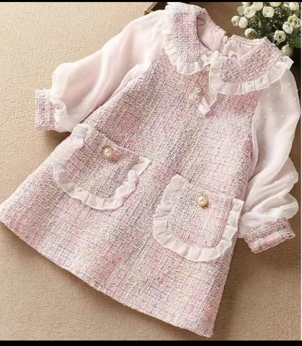Sophia Chic – Festliches Tweedkleid in Rosa