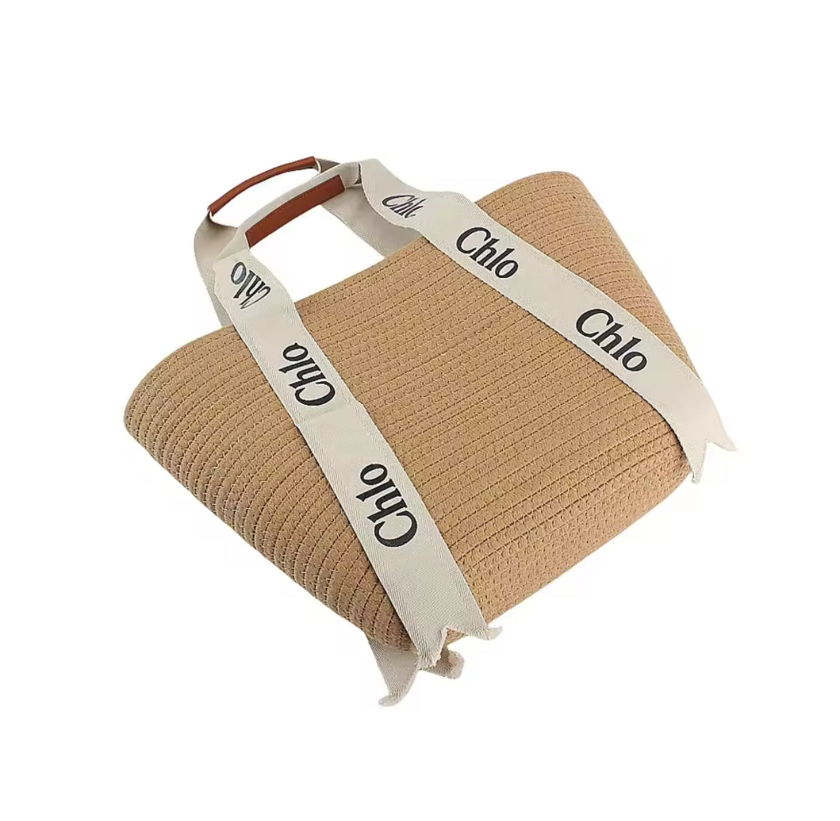 Chlo Signature Tote in Soft Sand Beige im Bast-Look mit Chlo-Trägern