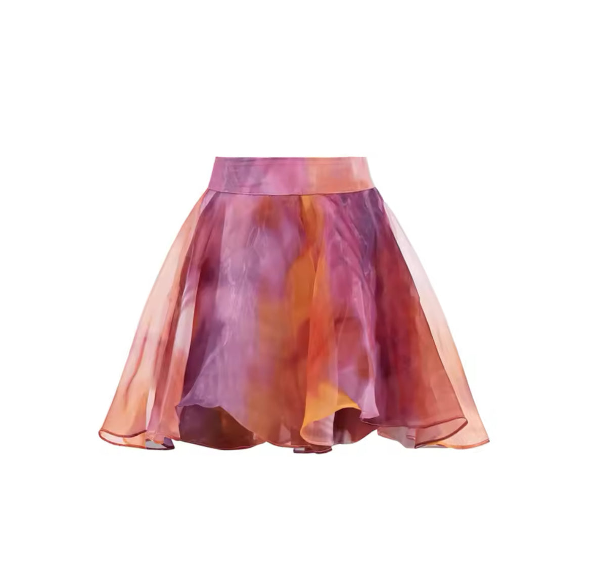 Luftiger Chiffon-Rock in fließenden Rosa- und Orangetönen mit zartem Farbverlauf – perfekt als Beach Cover-Up oder für sommerliche Outfits.