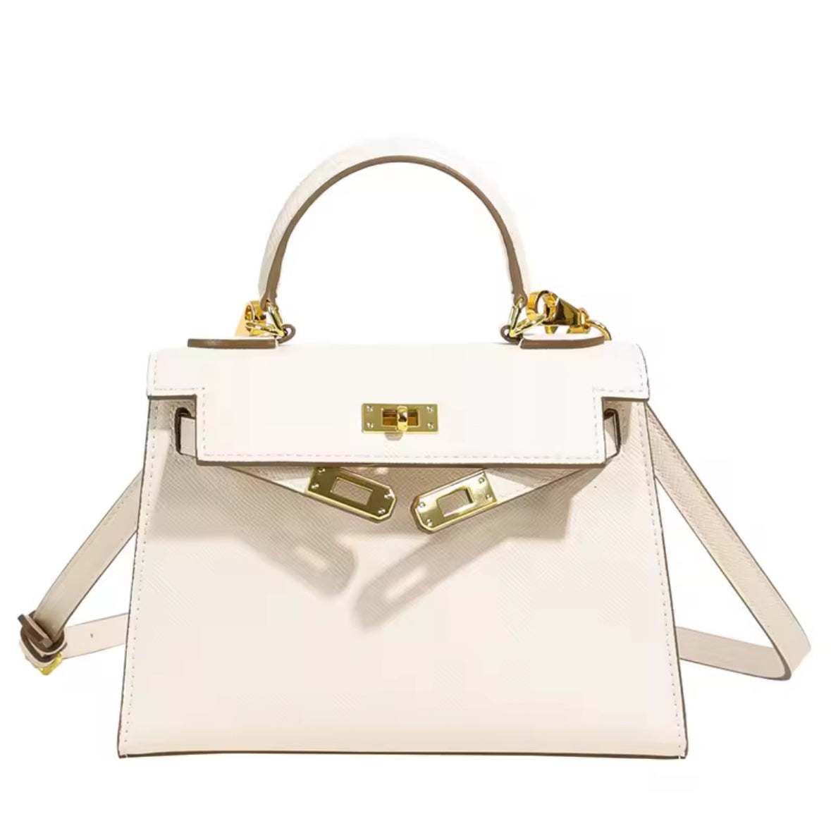 Kellia Mini Handtasche in Kelly-Optik mit goldenen Details und Schulterriemen aus PU-Leder – in vielen Farben erhältlich
