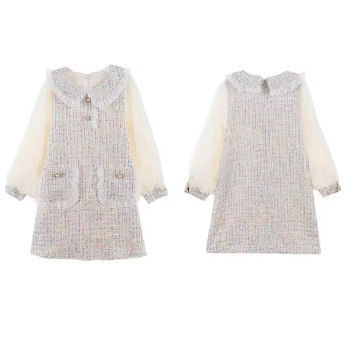 Sophia Chic – Festliches Tweedkleid in Rosa
