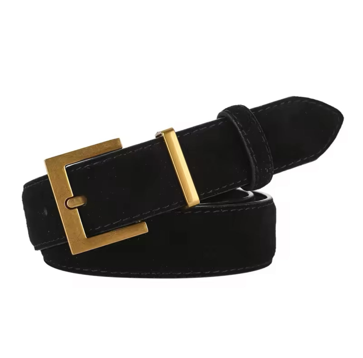 Edler Wildledergürtel mit goldener Schnalle – ein zeitloses Accessoire für elegante und lässige Looks. Verfügbar in Schwarz, Cognac, Bordeaux und Braun. Perfekt, um Outfits stilvoll zu akzentuieren.
