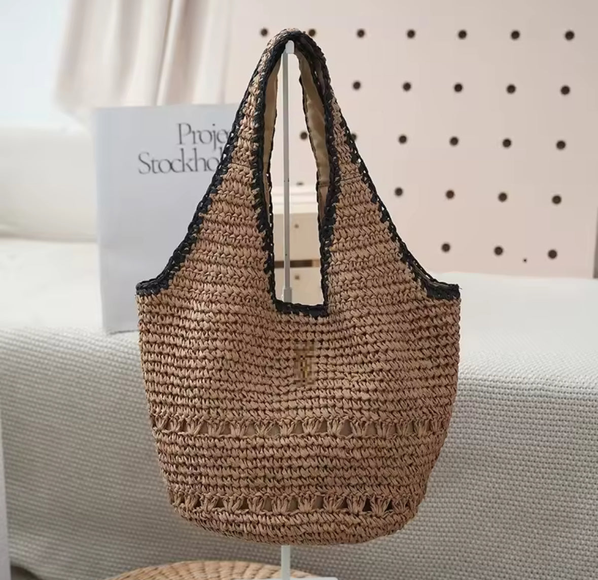 Designer-Dupe Strandtasche mit Kontrastkante
