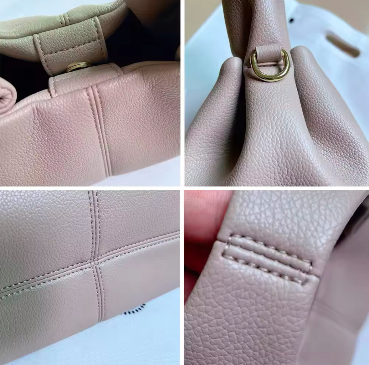 Minimalistische, weiche Handtasche aus hochwertigem veganes Leder mit elegantem, geschwungenem Design. Verfügbar in den Farben Elfenbein, Schwarz, Camel und Taupe – perfekt für einen modernen und zeitlosen Look.