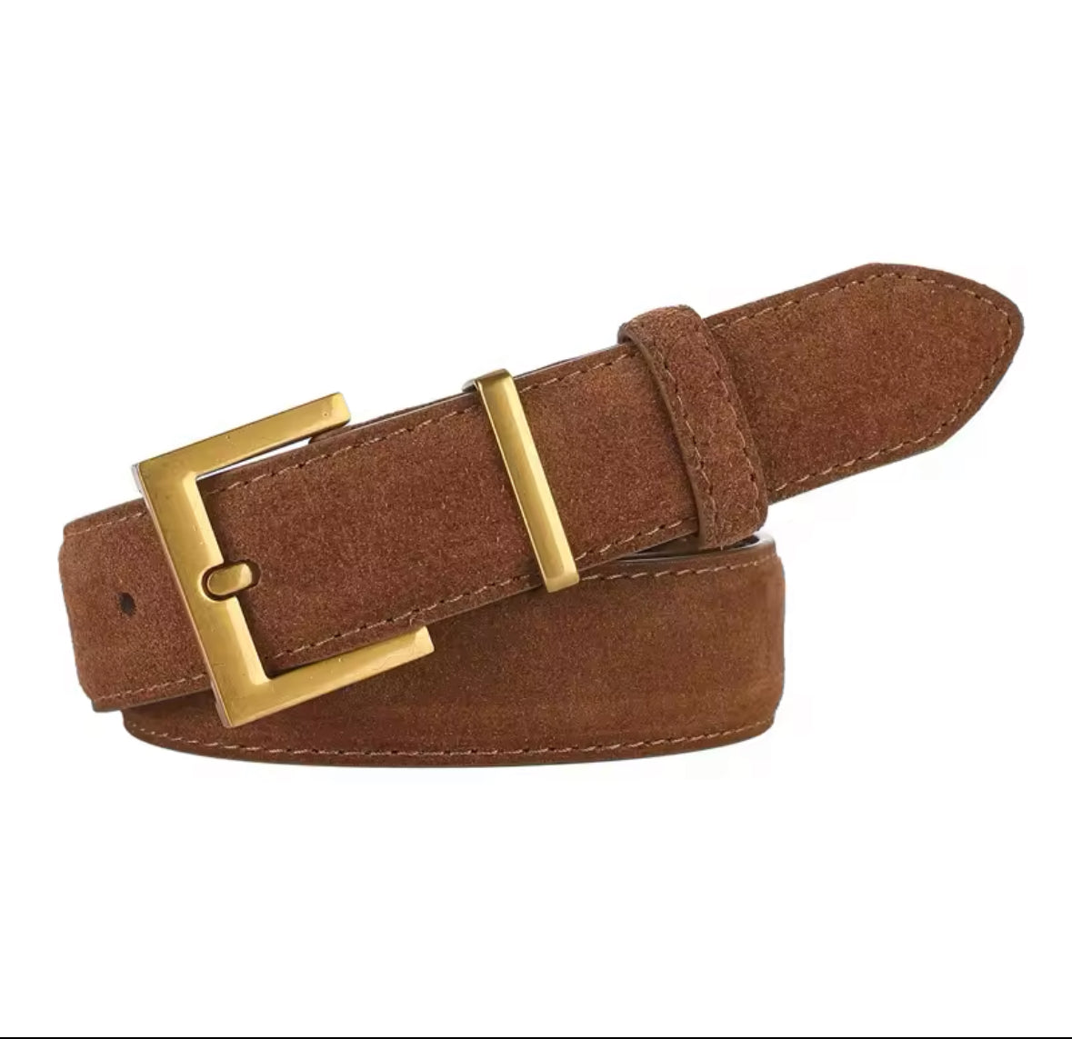 Edler Wildledergürtel mit goldener Schnalle – ein zeitloses Accessoire für elegante und lässige Looks. Verfügbar in Schwarz, Cognac, Bordeaux und Braun. Perfekt, um Outfits stilvoll zu akzentuieren.