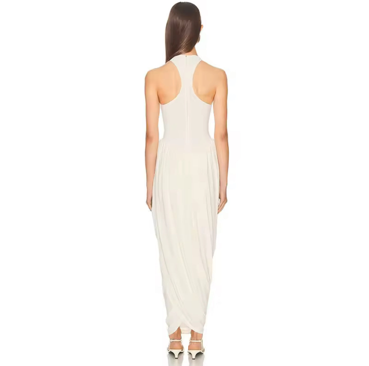 Élégance Drapé Dress in Weiß – elegantes Abendkleid mit Drapé-Details