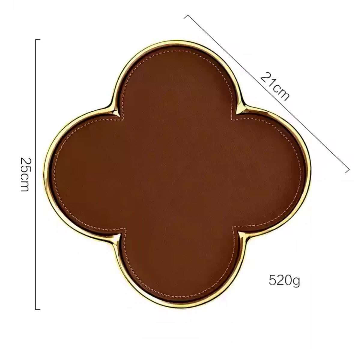 Luxuriöses vierblättriges Kleeblatt-Tablett aus hochwertiger Keramik mit Echtleder-Einlage und edlem Gold- oder Silberrand. Perfekt als Schmuckablage, Schlüsselhalter oder stilvolle Dekoration für Wohnräume, Schminktische und Interior-Design-Liebhaber.
