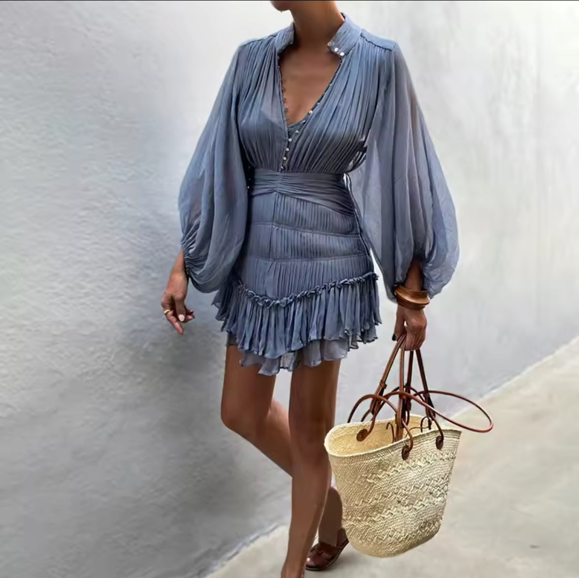 Azure Breeze Ruffle Dress