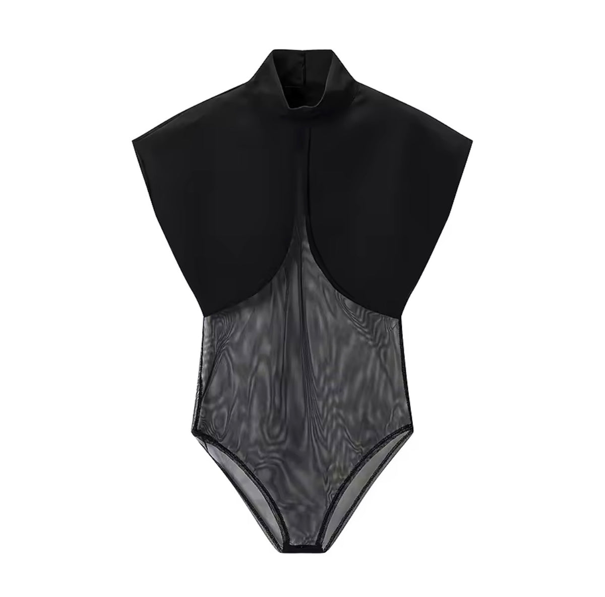 Mesh-Body mit Stehkragen