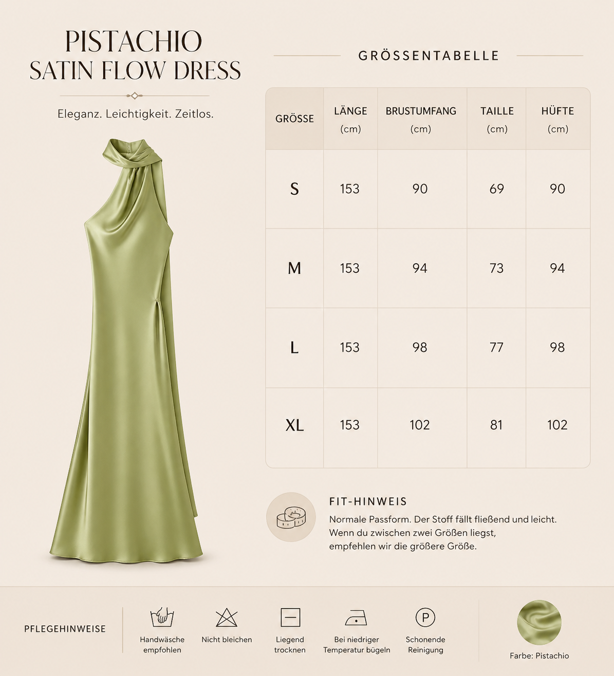Pistachio Satin Flow Dress