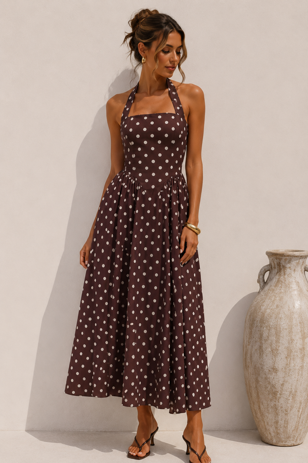Riviera Dots Halterneck Dress