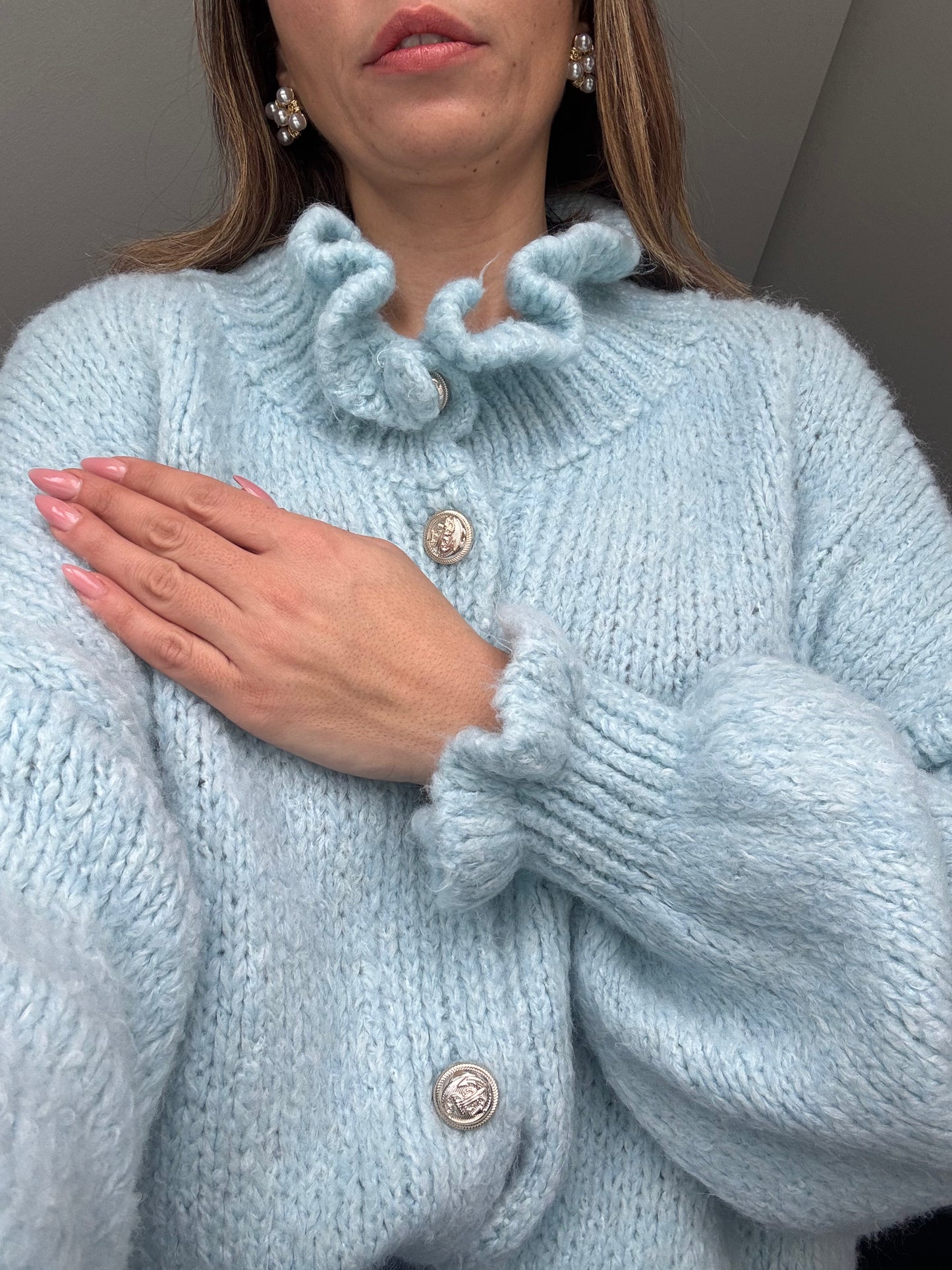 Süße Damen-Strickjacke mit Blumenrand
