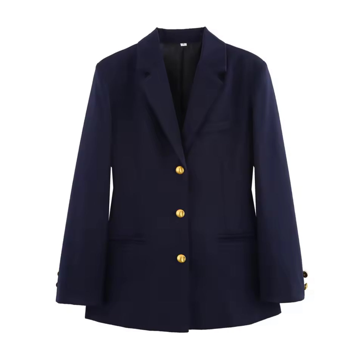 Heritage Check Power Blazer Vorderansicht – Hahnentritt-Muster mit goldenen Knöpfen