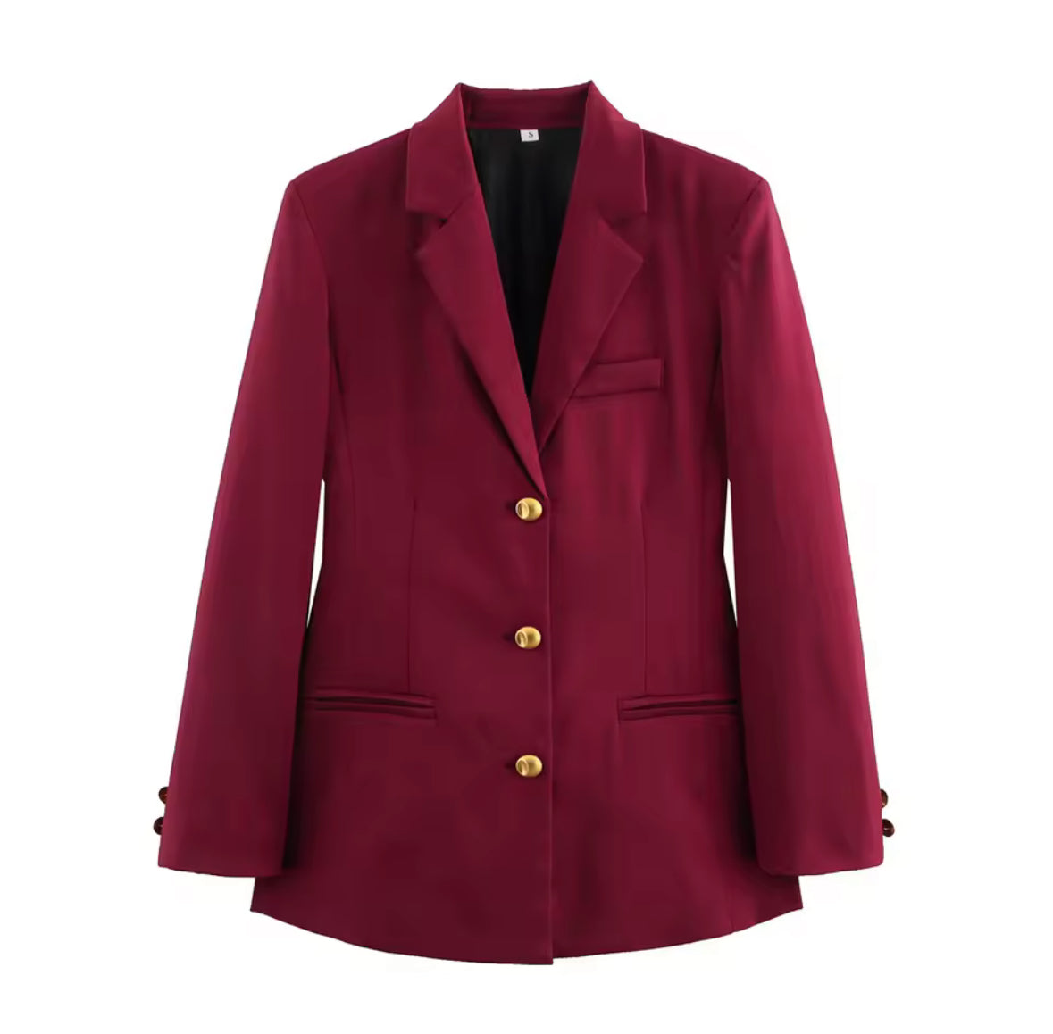 Heritage Check Power Blazer Vorderansicht – Hahnentritt-Muster mit goldenen Knöpfen