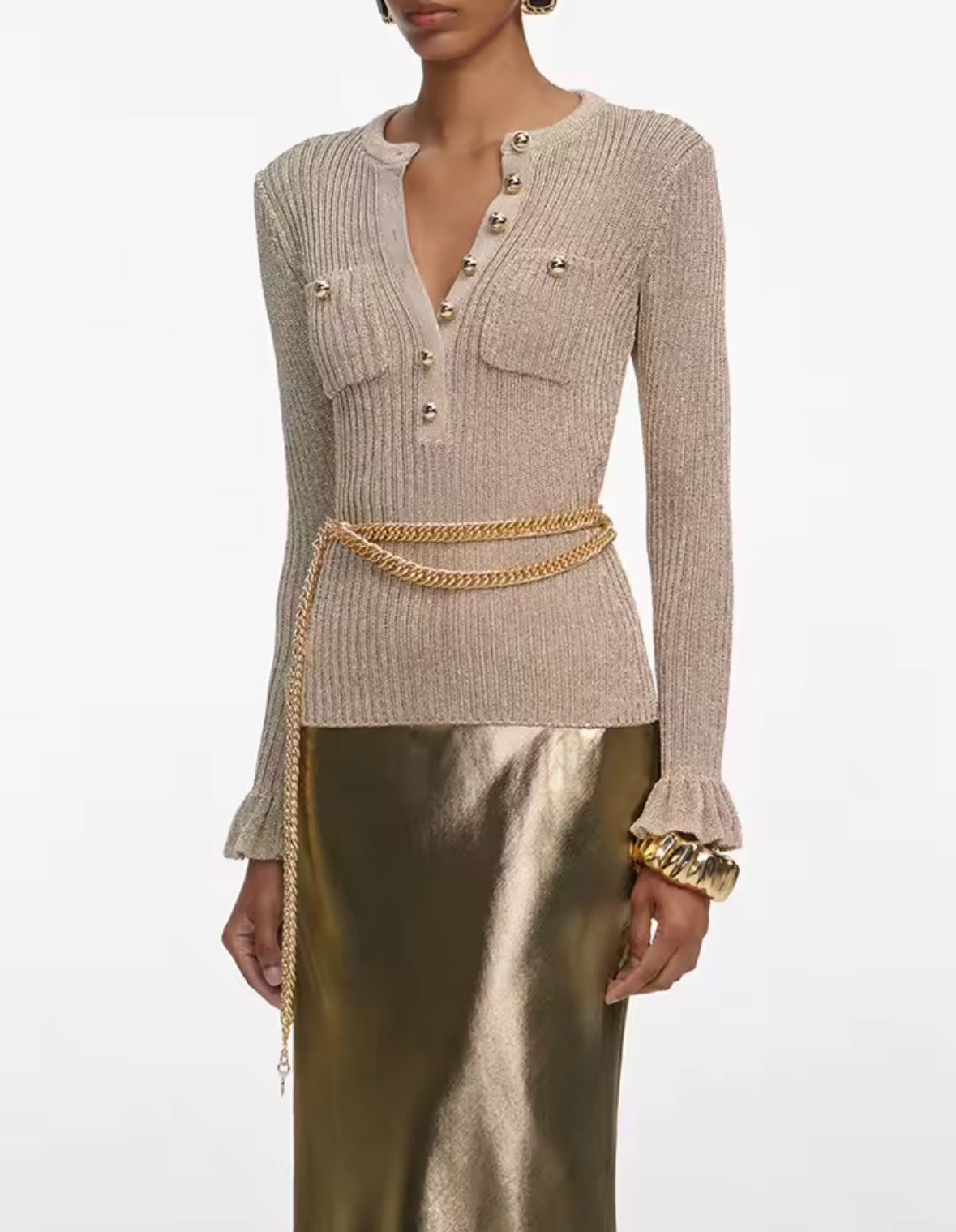 Élise Button Knit Top
