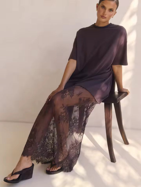 Lace Illusion Maxi Set