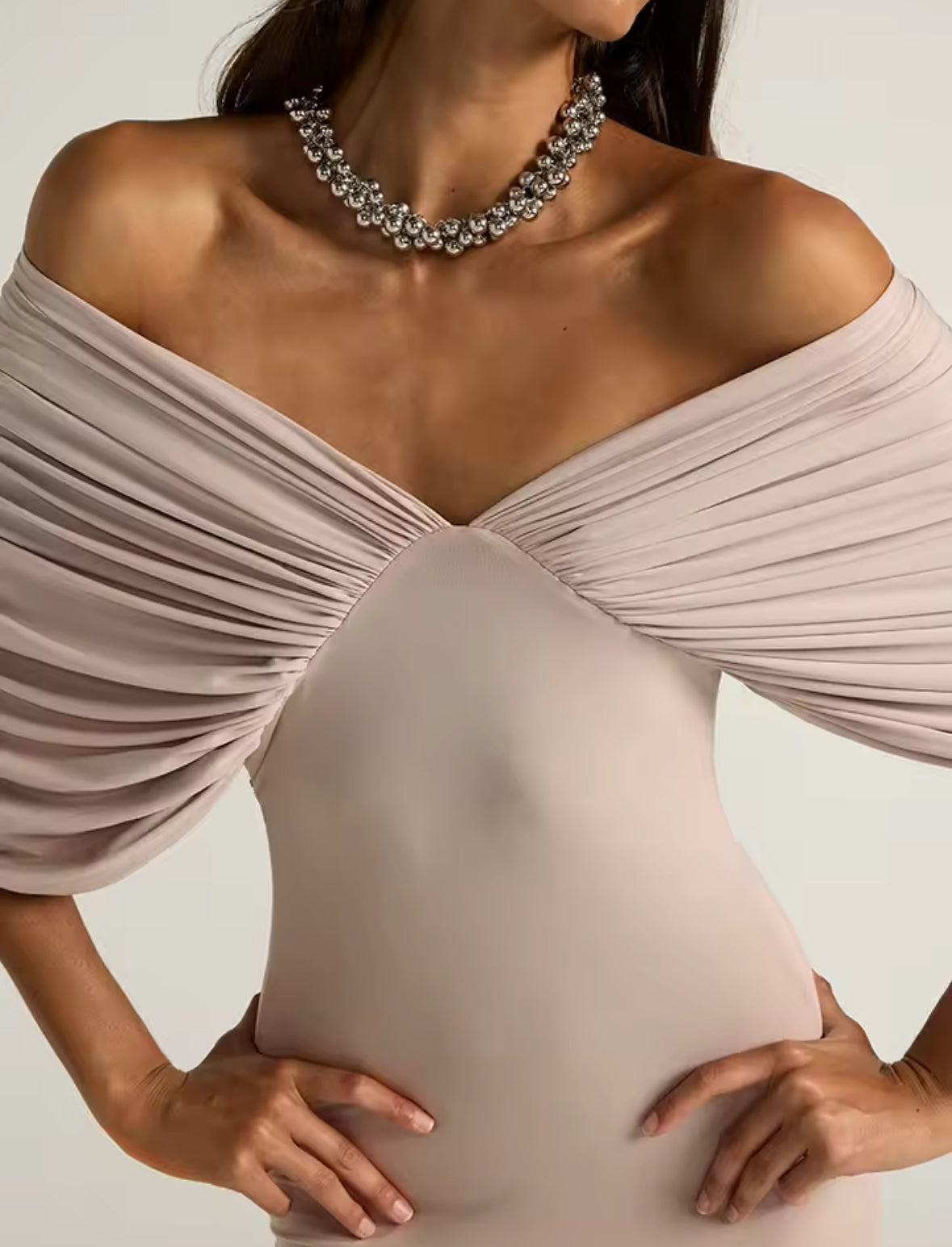 Élise Draped Elegance Maxi Dress