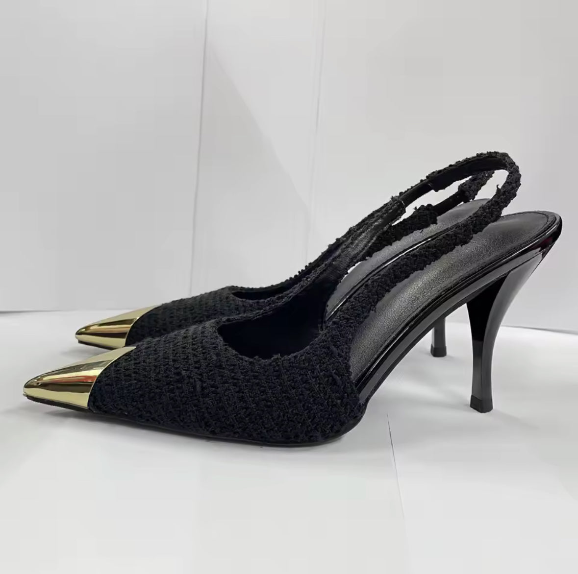 Noir Éclat Slingback Heels