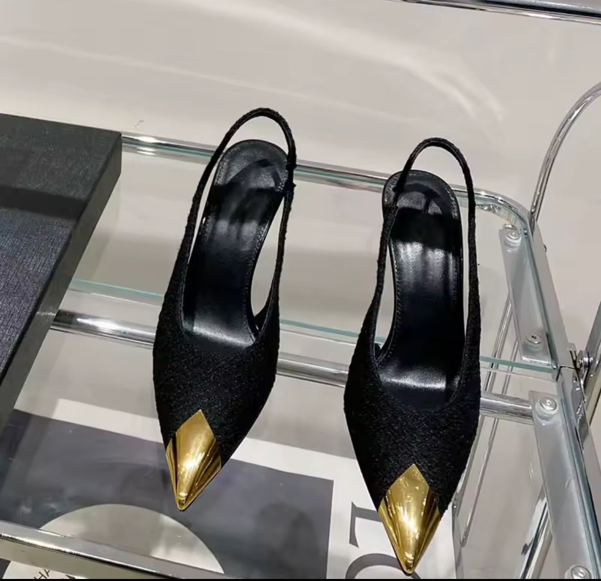 Noir Éclat Slingback Heels