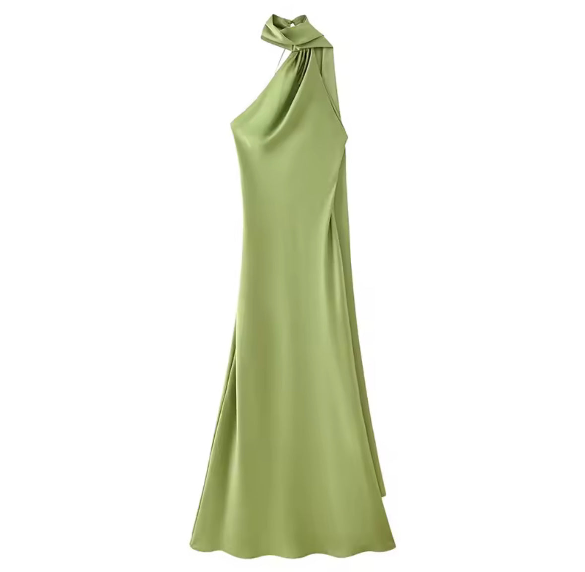 Pistachio Satin Flow Dress