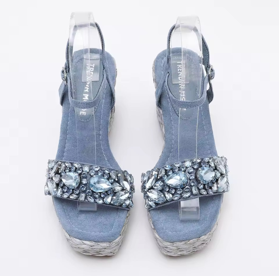 Élise Crystal Wedge Sandals