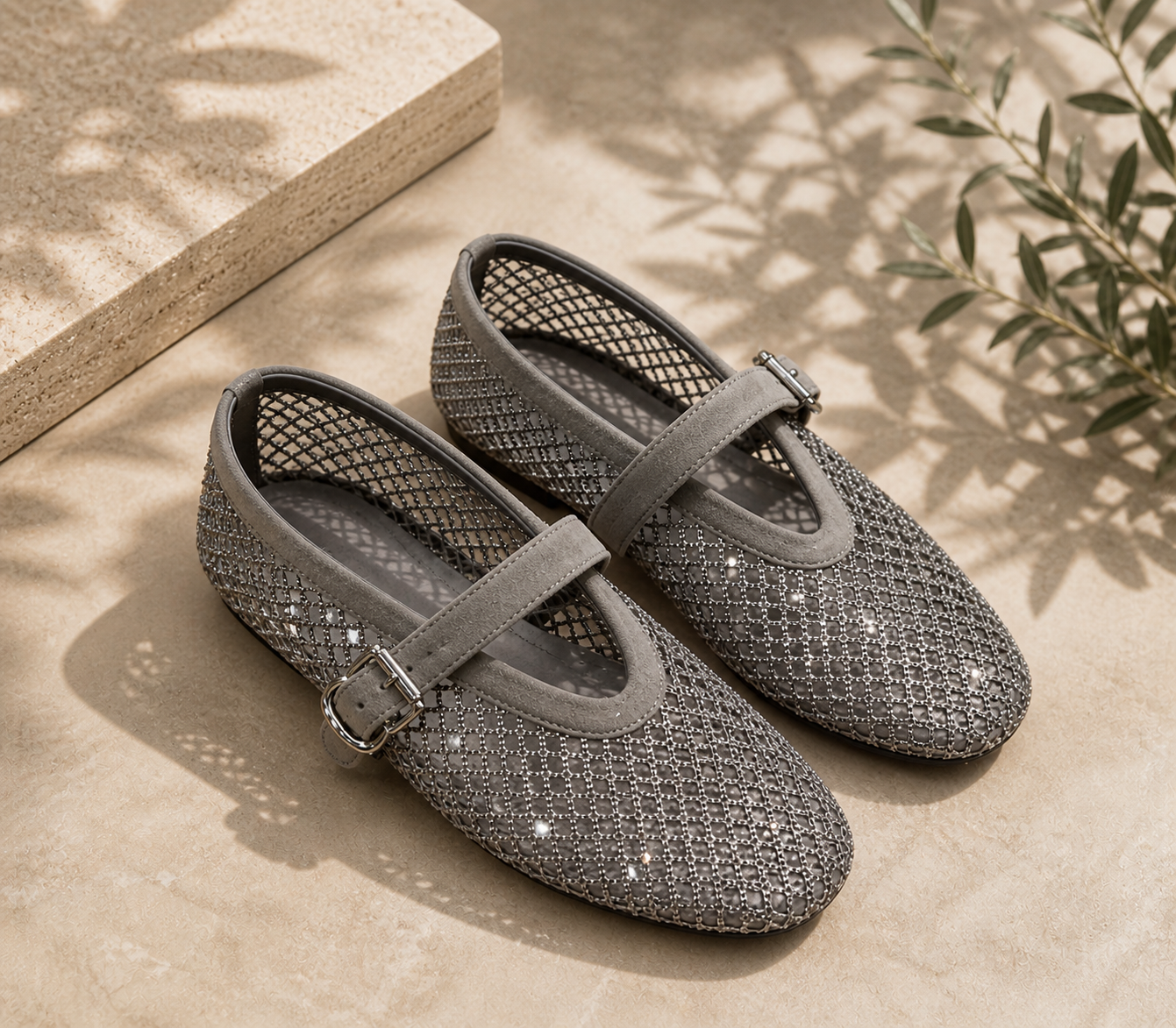 Aliya – Mesh Ballerinas mit Glanz-Detail