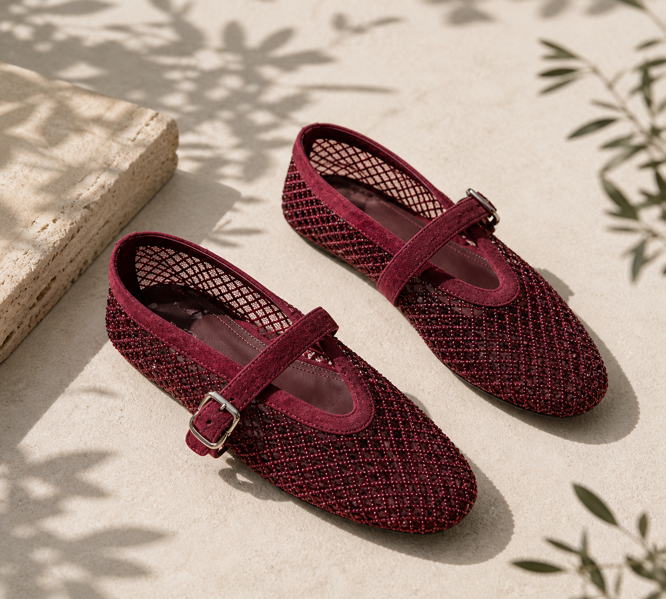 Aliya – Mesh Ballerinas mit Glanz-Detail