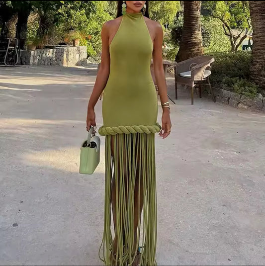 Oliva Fringe Sculpt Dress