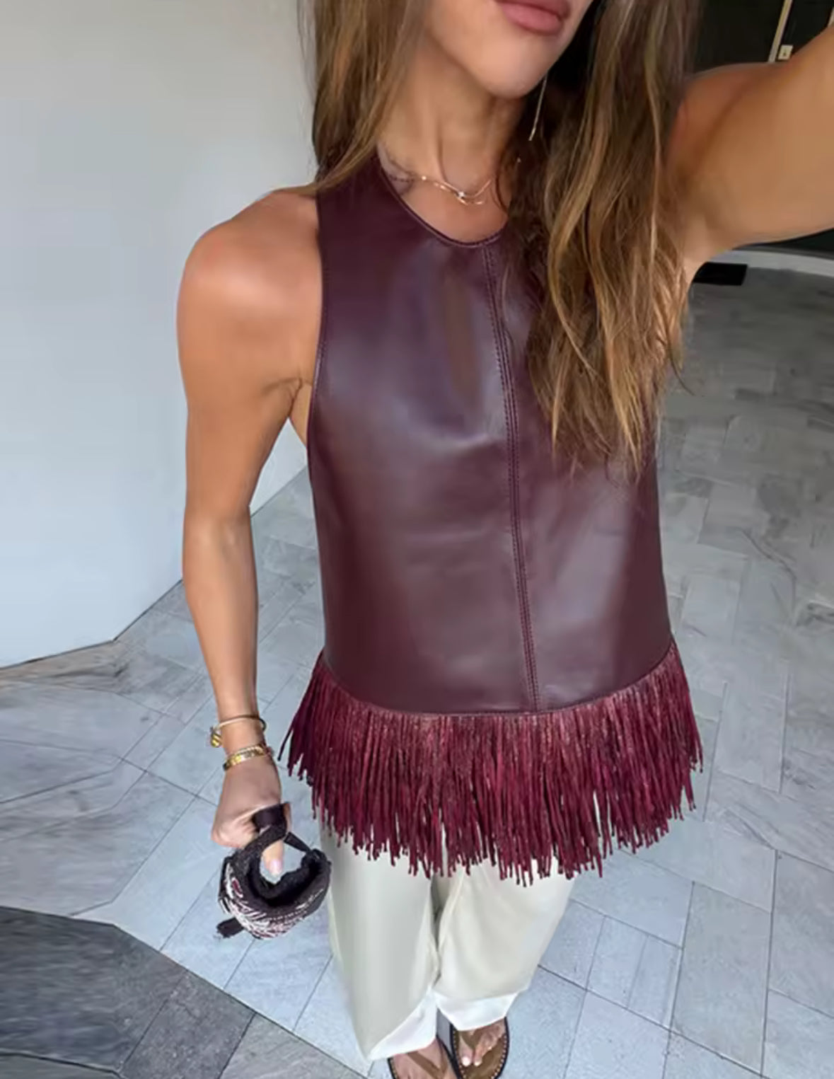 Sienna Fringe Backless Top
