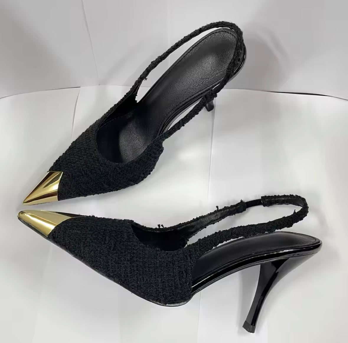 Noir Éclat Slingback Heels