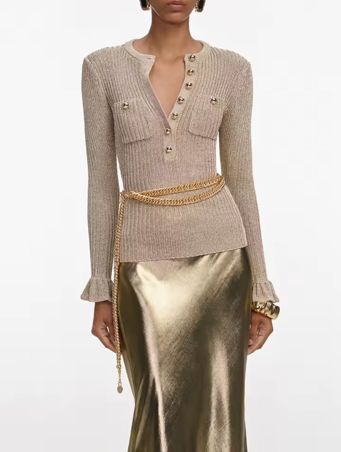Élise Button Knit Top
