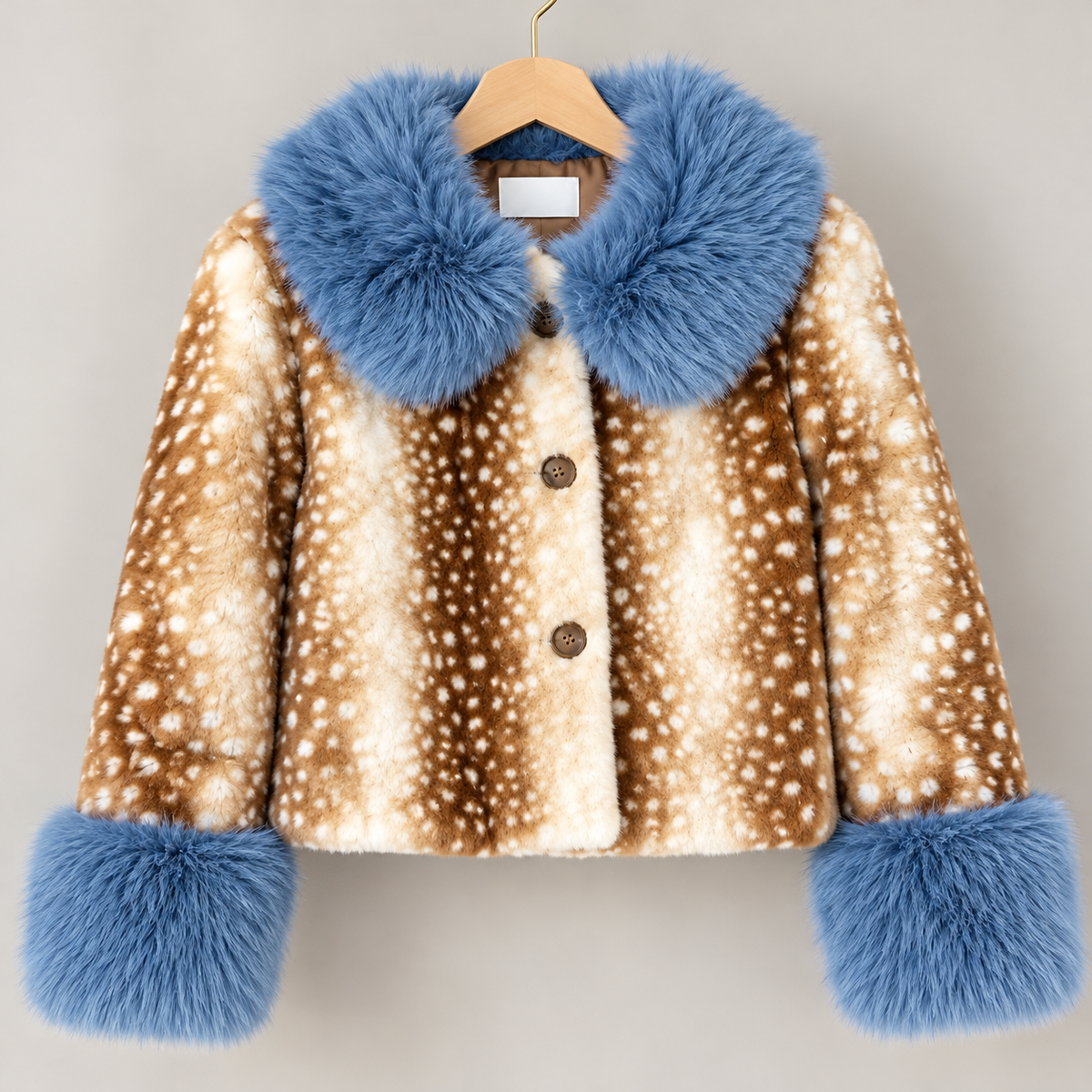 HB Bambi Kunstfelljacke mit blauem Fellkragen