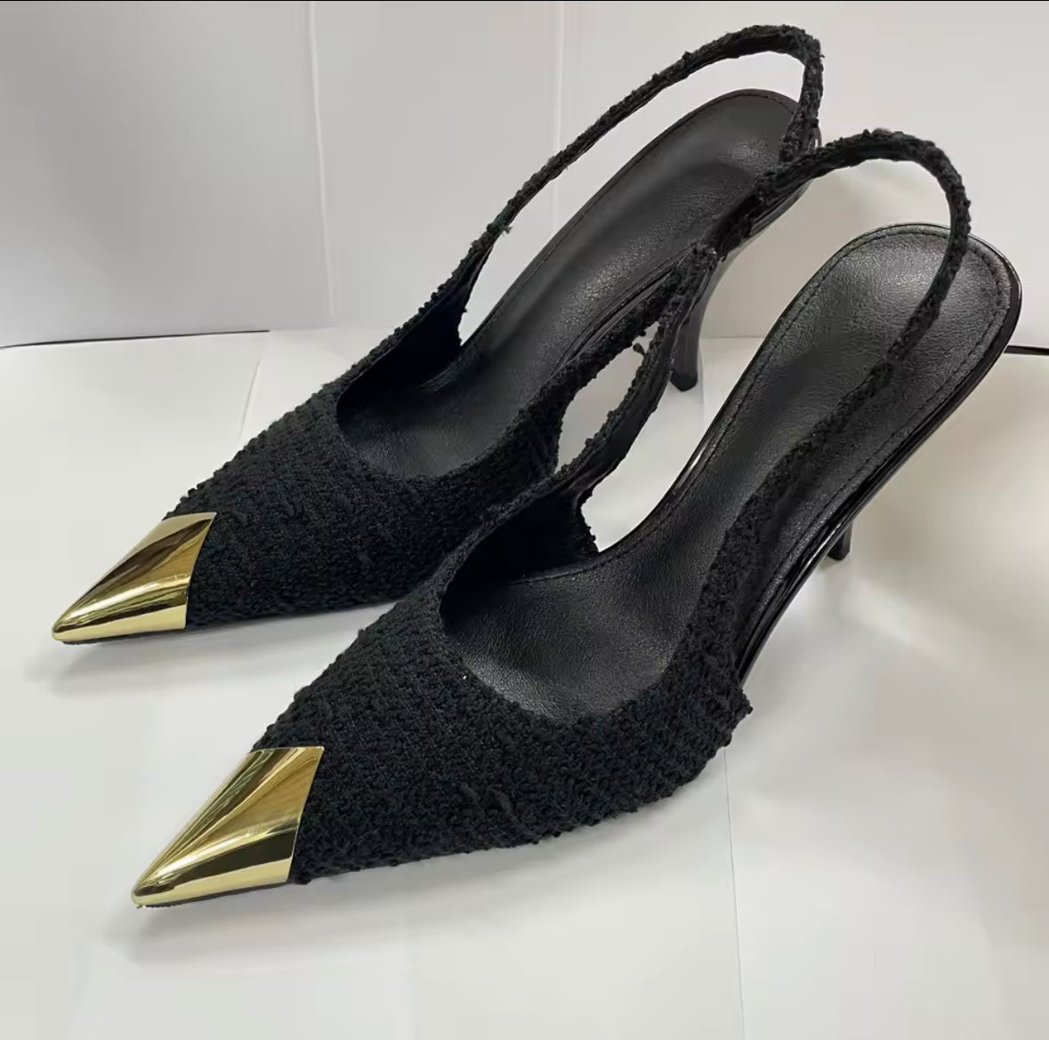 Noir Éclat Slingback Heels