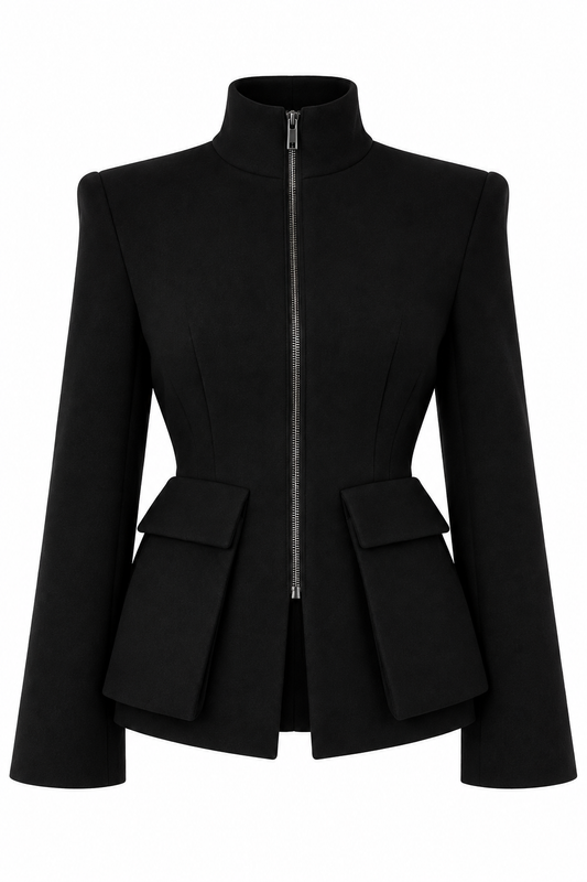 Taillierte Jacke mit Stehkragen