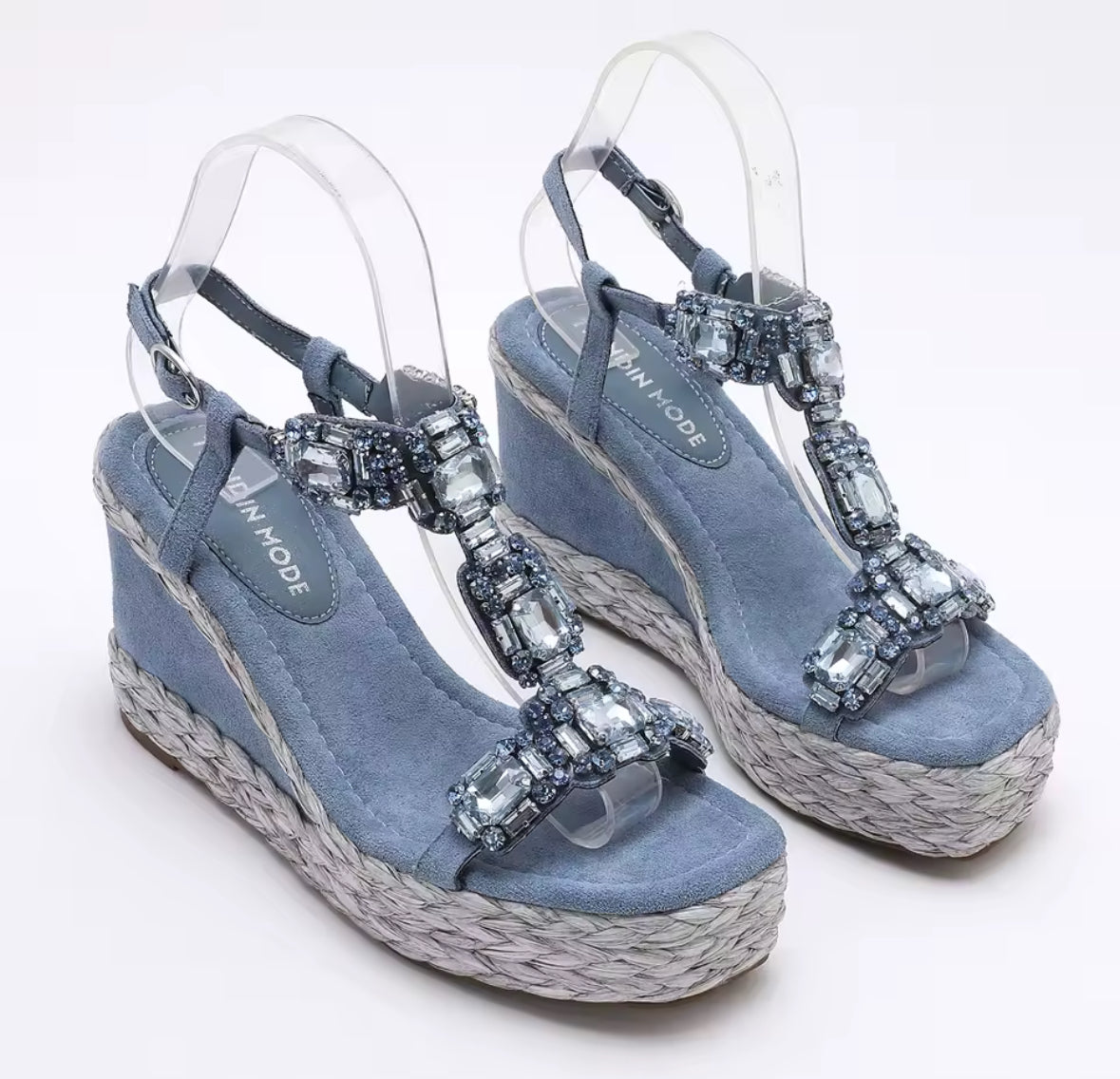 Élise Crystal Wedge Sandals